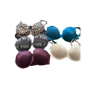 5 Victoria's Secret Pink 32DD Multi-Way Push-Up Bra Assorted‎ Colors & Patterns